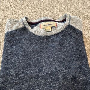 Tommy Bahama Navy with Light Gray Shoulder Crewneck Sweater